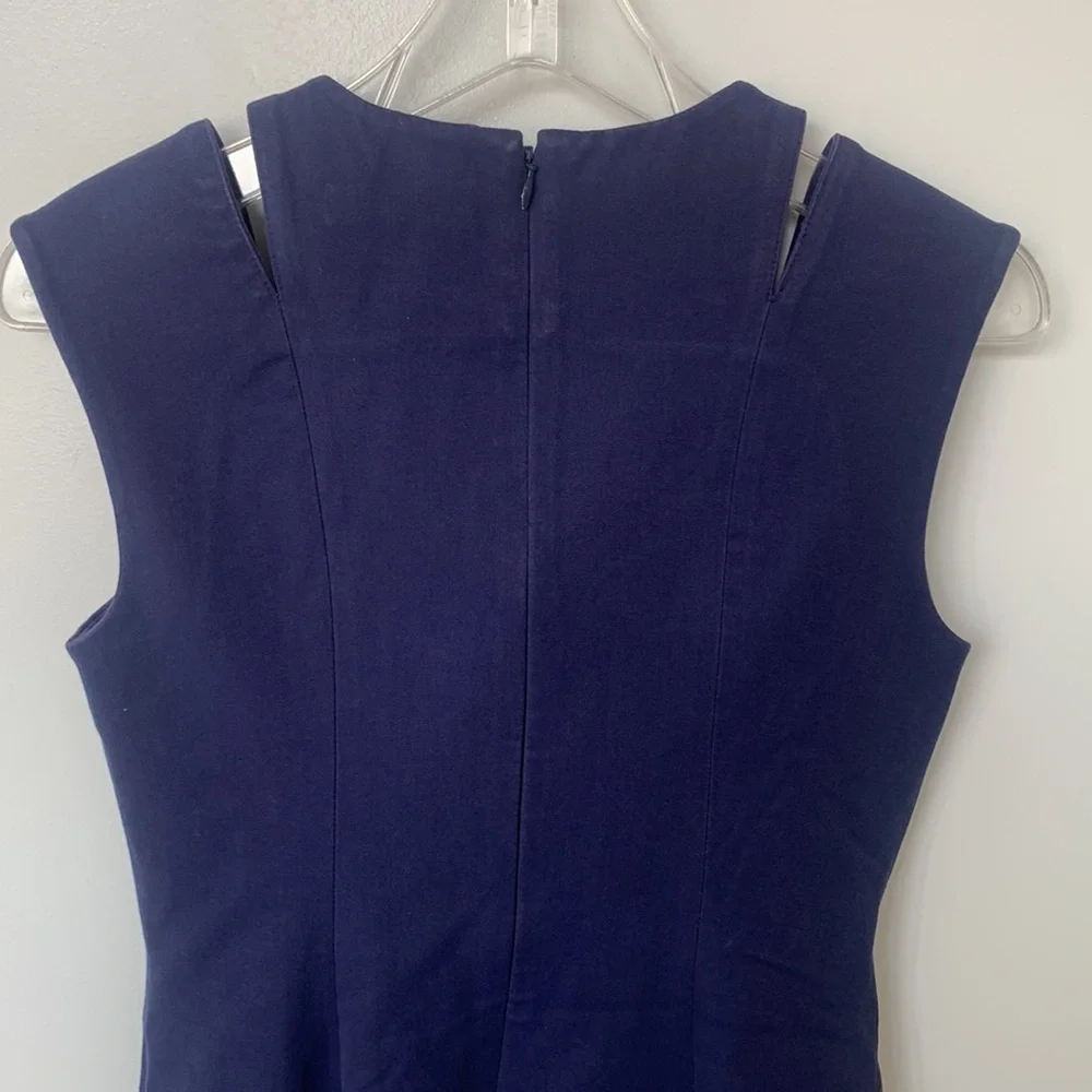 J.Crew Navy Blue Sheath Dress Cutout Shoulder Detail Workwear Cocktail Size 0